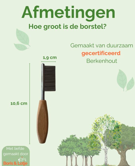 Hondenkam Gezichtskam 10,6 x 1,9 cm Duurzaam berkenhout - Per stuk