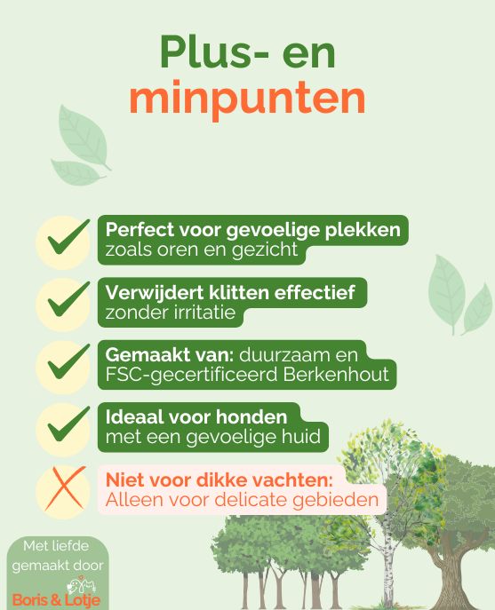 Hondenkam Gezichtskam 10,6 x 1,9 cm Duurzaam berkenhout - Per stuk