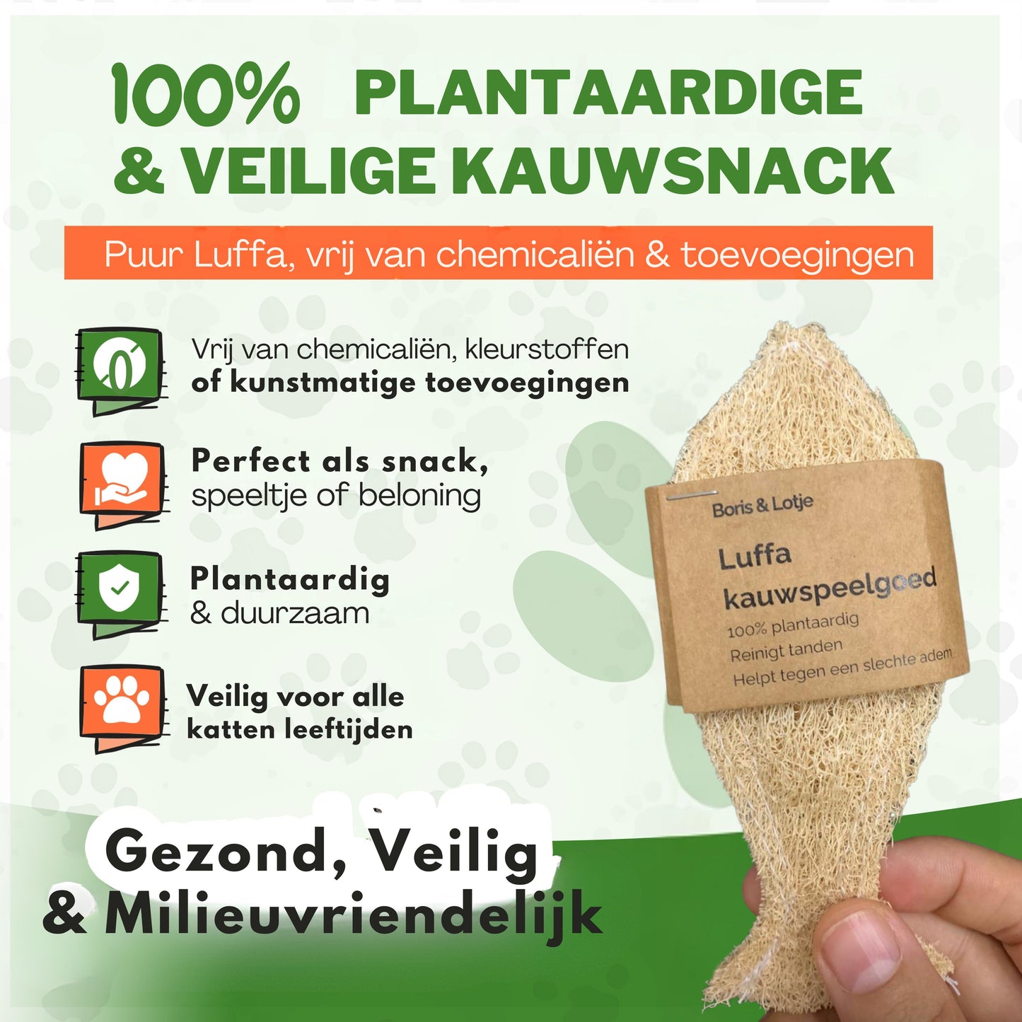 Natuurlijke tandenborstel voor katten - Gemaakt van 100% Luffa