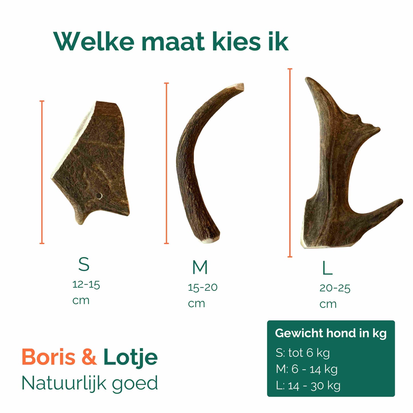Damhertengewei hondensnack 100% natuurlijk maat S, 12-15 cm