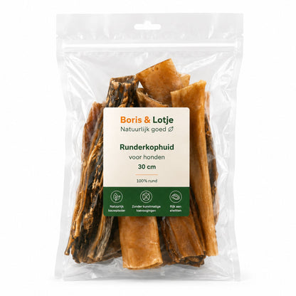 Runderkophuid 100% natuurlijke hondensnack 30 cm 500 gram