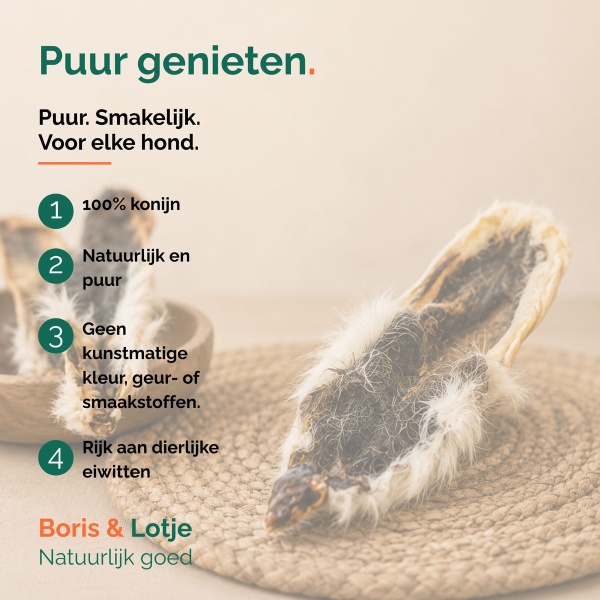 Oreilles de lapin avec fourrure 100 grammes