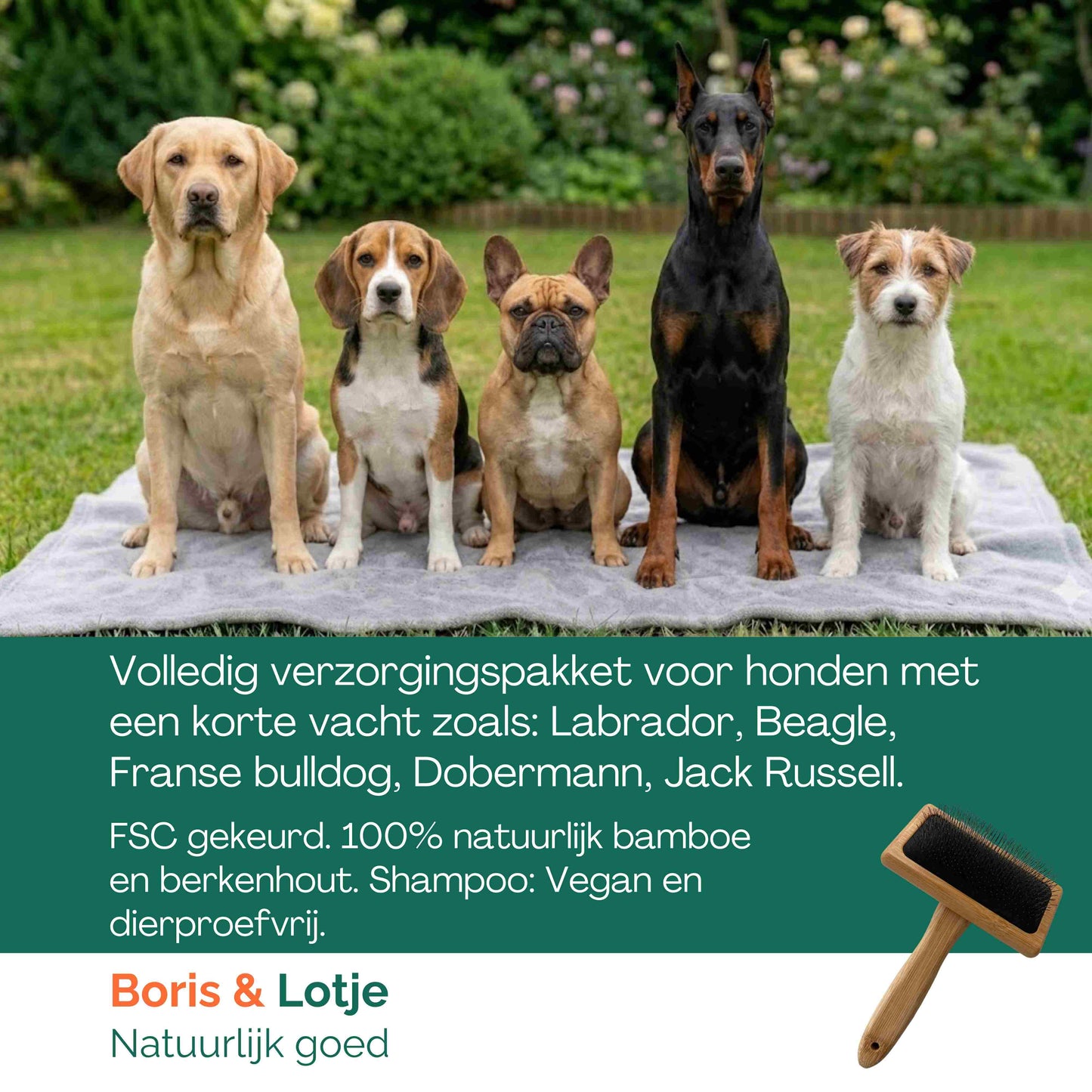Korthaar Verzorgingspakket Hond – Hondenborstel, 2 Kammen & Hondenshampoo