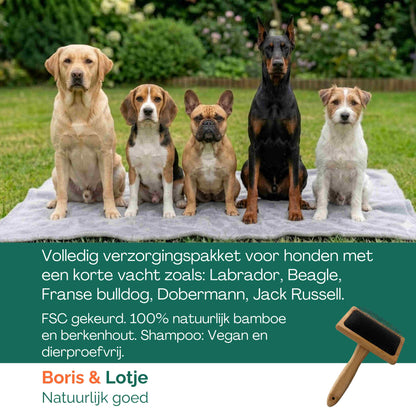 Korthaar Verzorgingspakket Hond – Hondenborstel, 2 Kammen & Hondenshampoo