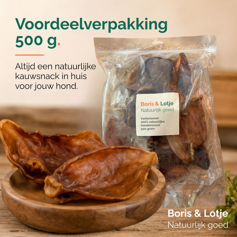 Oreilles de porc pour chien 500 grammes
