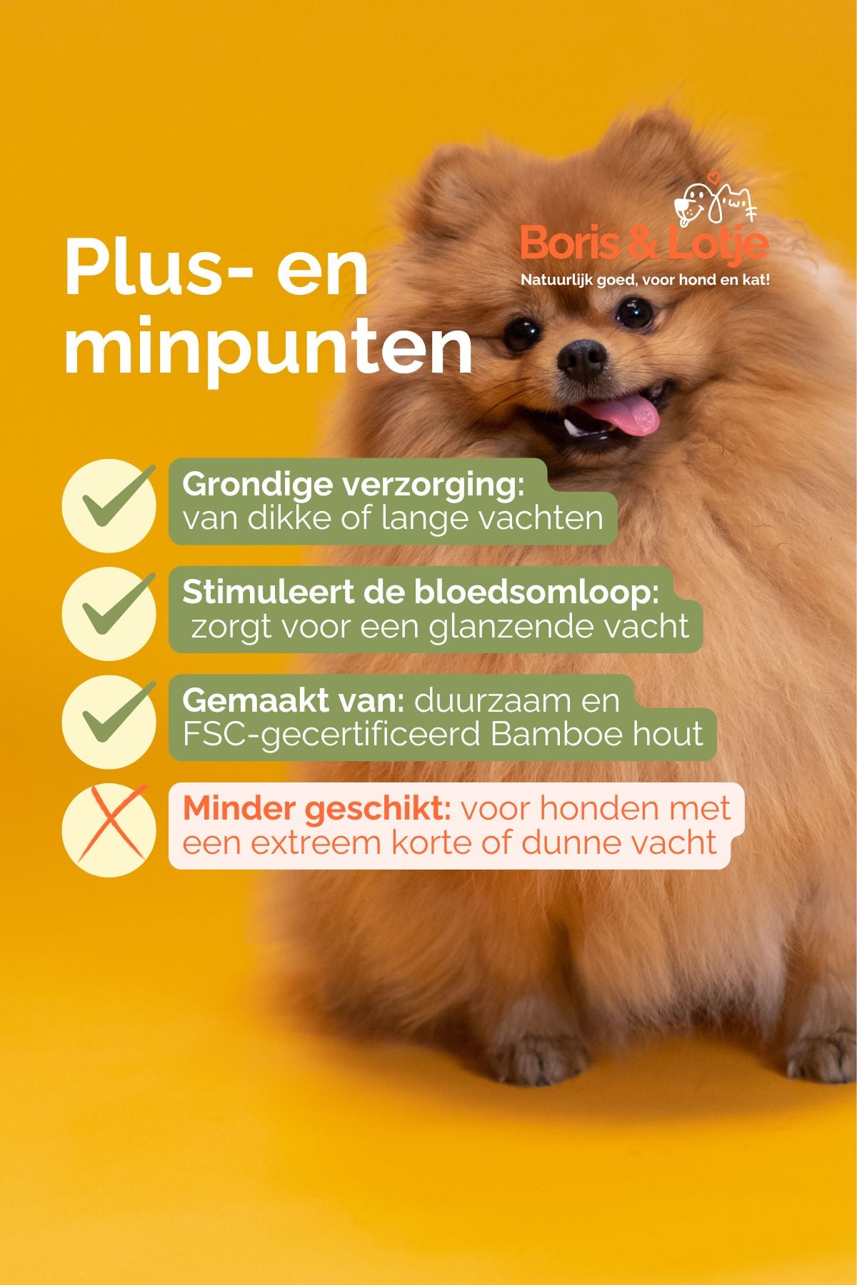 Brosse pour chien à longues pointes M - bambou 15,4 × 10,2 cm