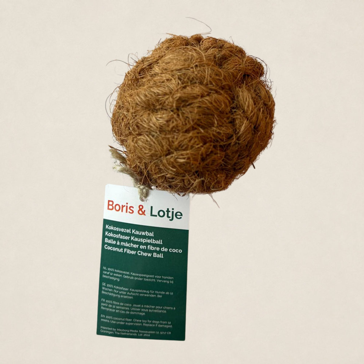 Balle à mâcher en fibre de coco pour chien L (9 cm)