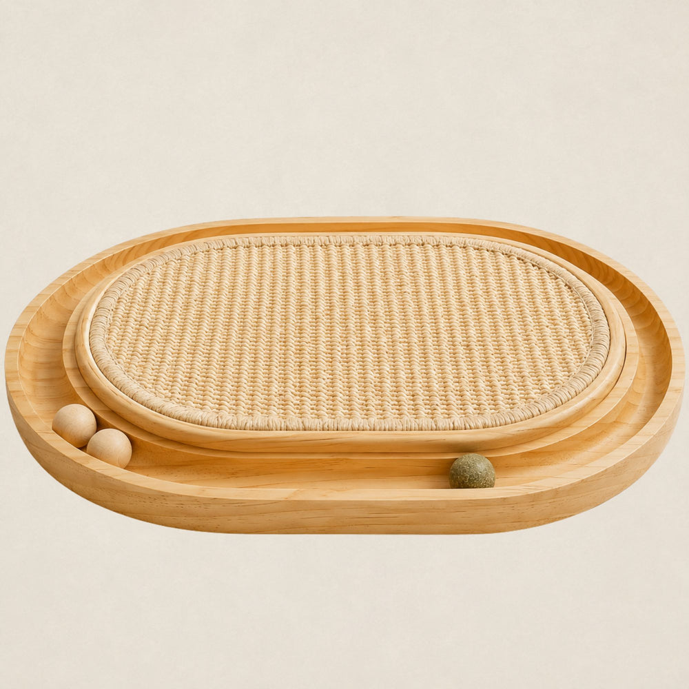 Griffoir pour chat avec circuit de jeu - bois et sisal 40,6 cm
