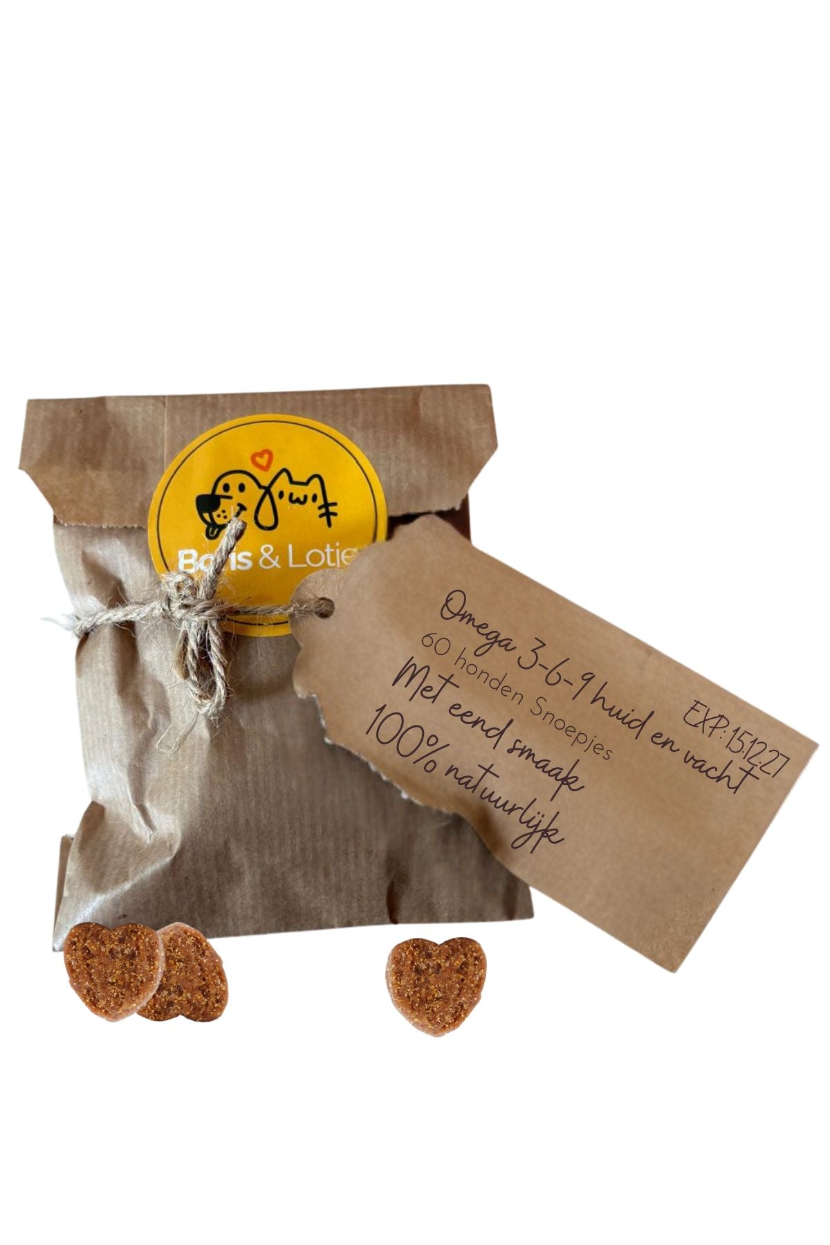 Complément Oméga 3-6-9 pour la peau et le pelage, multivitamines 15-en-1 - 60 friandises pour chien au goût de canard