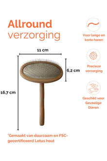 Brosse carde pour chien M - bois de lotus 16,7 × 11 cm