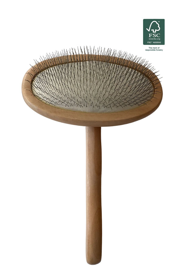 Hondenborstel Slickerborstel 16,7 x 11 cm Duurzaam Lotus hout - Per stuk