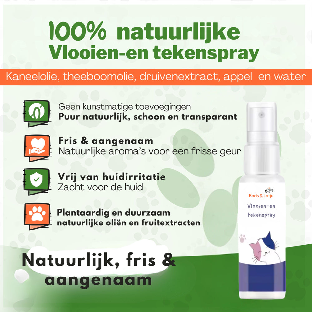 Spray anti-puces et anti-tiques pour chien et chat – 100 % naturel