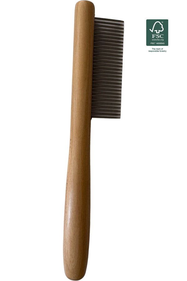 Hondenkam Brede stalen tanden 20,4 x 4 cm Duurzaam berkenhout - Per stuk