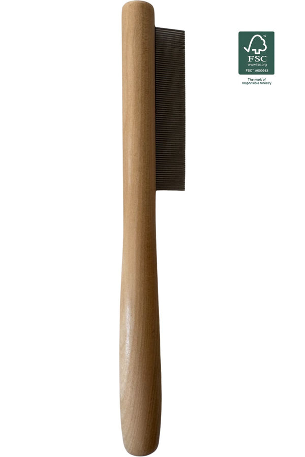 Hondenkam Fijne stalen tanden 20,4 x 3,2 cm Duurzaam berkenhout - Per stuk