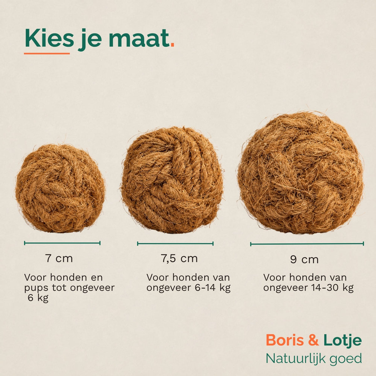 Balle à mâcher en fibre de coco pour chien L (9 cm)