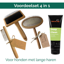 Kit de toilettage pour chien de taille moyenne à poil long de 10 à 25 kg – Brosse, carde, peigne & shampoing