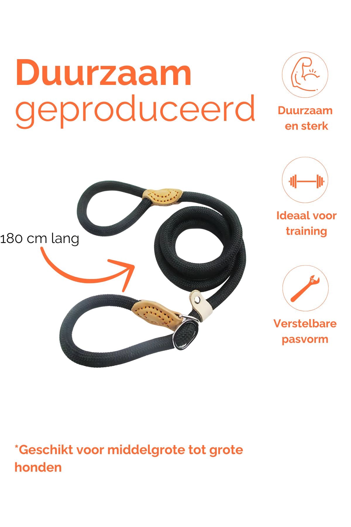 Hondenriem Trainingslijn Bruin 180 cm - Per stuk