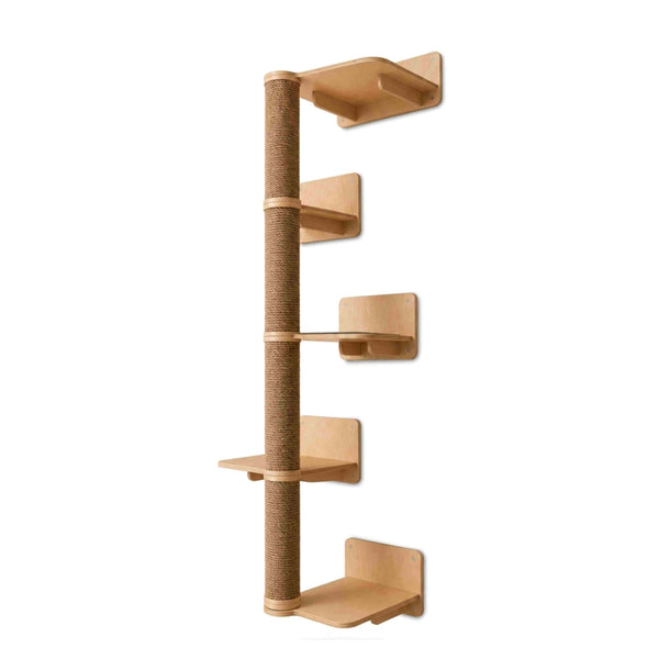 Katten Klimwand klimmuur met Krabpaal – 5 Niveaus - 62 x 27 x 147 cm
