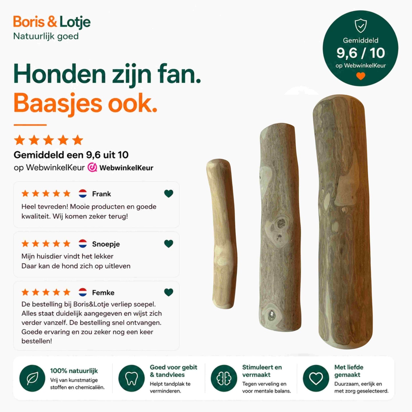 Koffieboomwortel Kauwstaaf Hond L (17–20 cm) - Per stuk