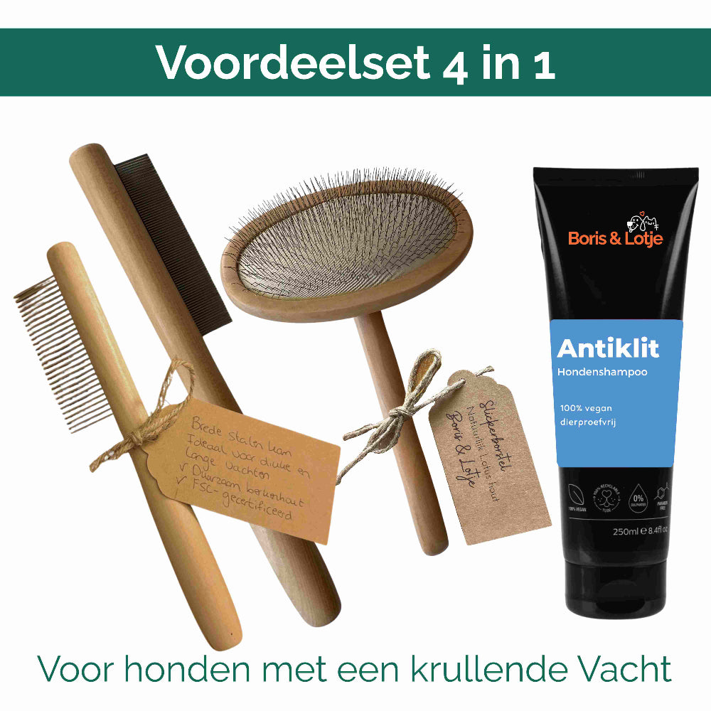 Kit de toilettage pour Doodle – Brosse carde, 2 peignes pour chien & shampoing démêlant pour chien