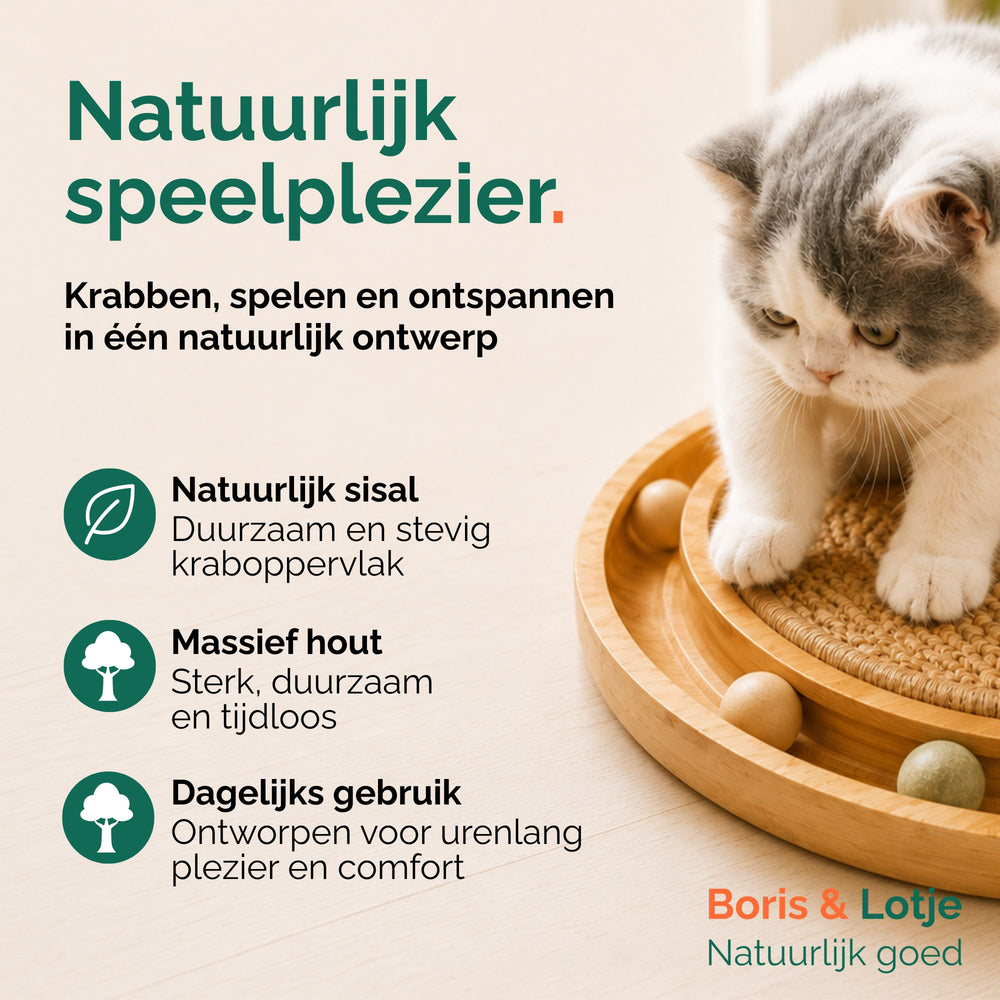 Griffoir pour chat avec circuit de jeu - bois et sisal 40,6 cm