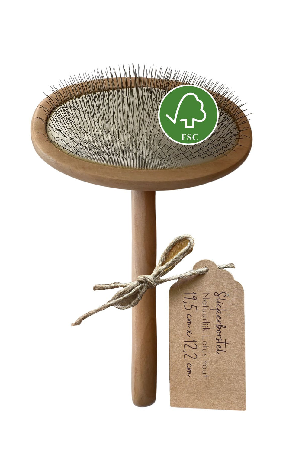 Brosse carde pour chien L - bois de lotus 19,5 × 12,2 cm