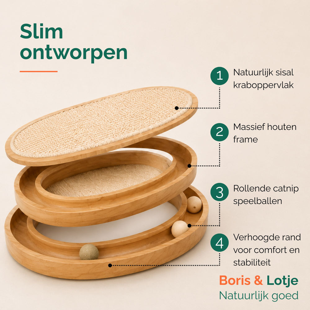 Griffoir pour chat avec circuit de jeu - bois et sisal 40,6 cm