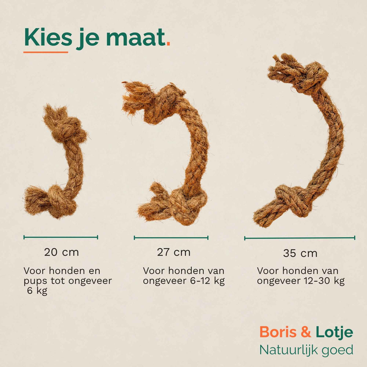 Corde à tirer en fibre de coco L - 35 cm